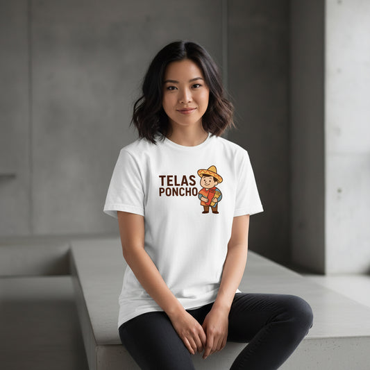 Telas Poncho Graphic T-Shirt – Latin Textile Print, Unisex, Soft Cotton