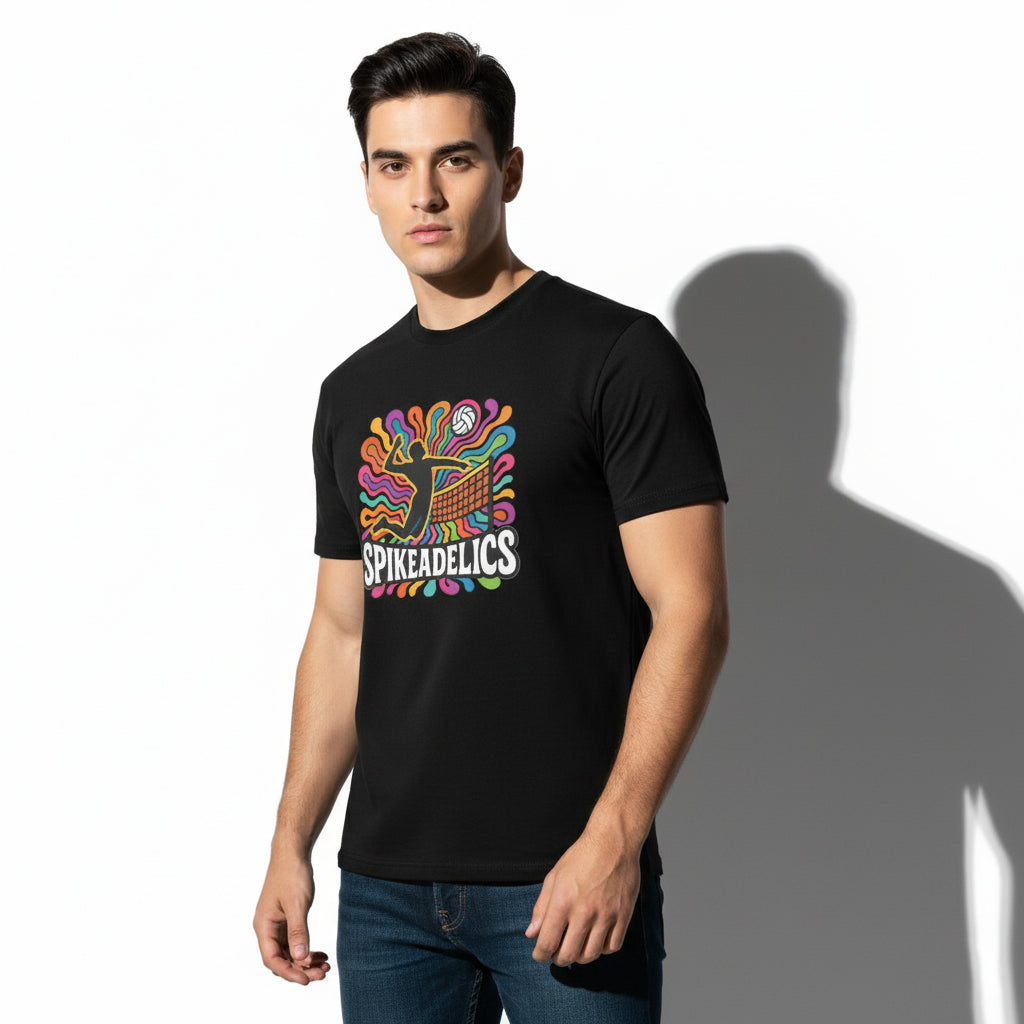 SPIKEADELICS Volleyball Player Tee – Trippy Retro Design, Soft Cotton, Gift