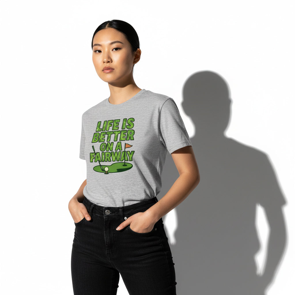 Life Is Better On A Fairway Golf T-Shirt – Unisex, Soft Cotton, Golfer Gift