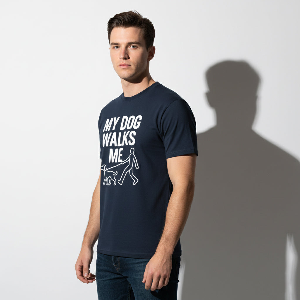 My Dog Walks Me Graphic Shirt – Cute Animal Slogan, Unisex, Gift for Pet Lovers