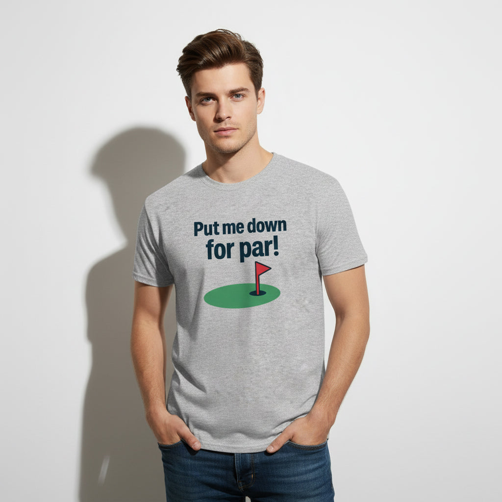 Put Me Down For Par! Funny Golf T-Shirt – Unisex, Soft Cotton, Golfer Gift
