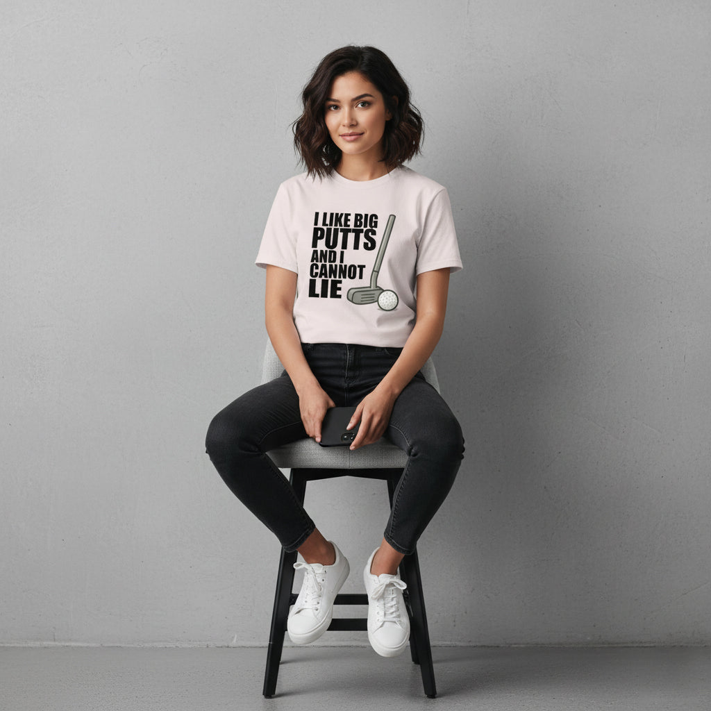 Funny Golf Slogan T-Shirt – I Like Big Putts And I Cannot Lie, Comfortable Fit, Youth & Adult