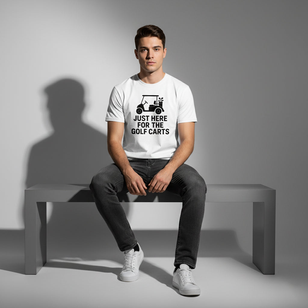 Funny Golf T-Shirt – Just Here For The Golf Carts, Men’s & Women’s, Retro Style