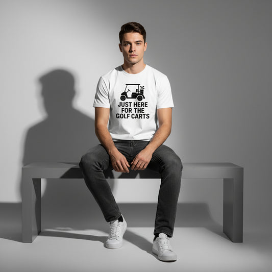 Funny Golf T-Shirt – Just Here For The Golf Carts, Men’s & Women’s, Retro Style