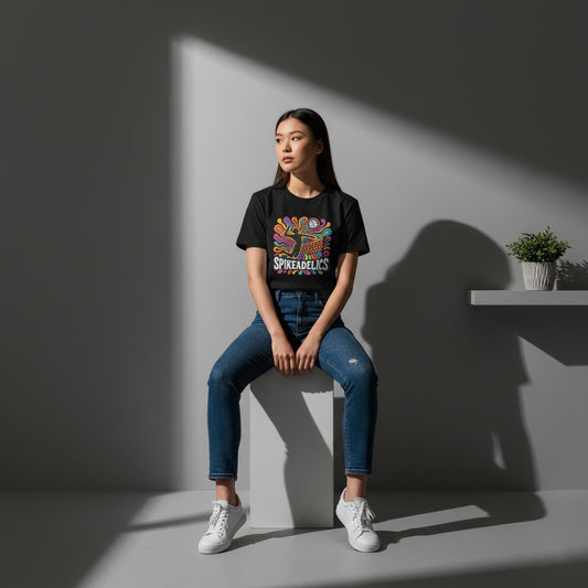 SPIKEADELICS Volleyball Player Tee – Trippy Retro Design, Soft Cotton, Gift