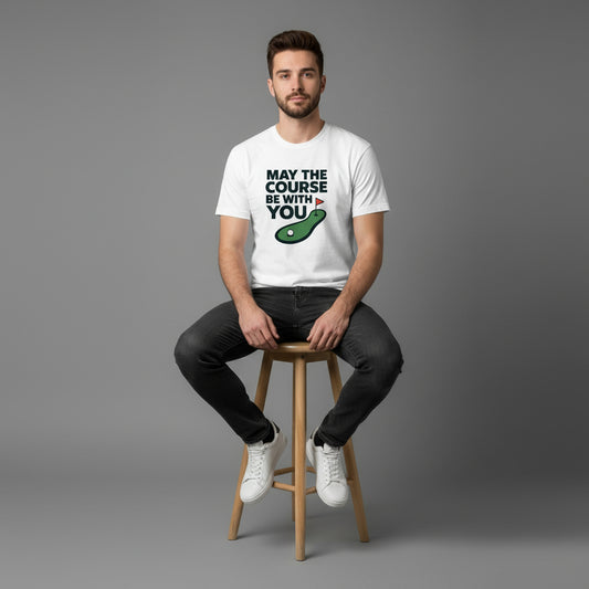 May The Course Be With You Funny Golf T-Shirt – Unisex, Soft Cotton, Golfer Gift