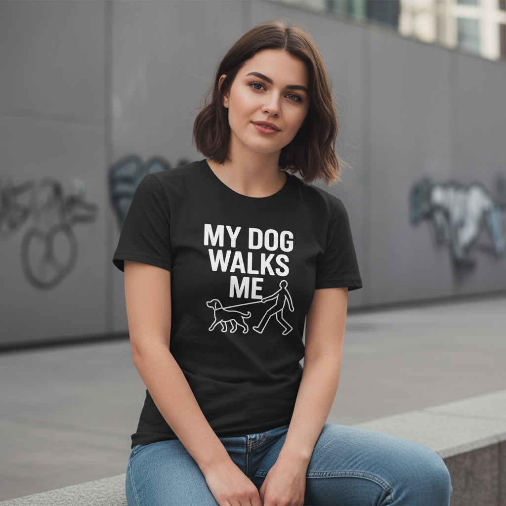 My Dog Walks Me Graphic Shirt – Cute Animal Slogan, Unisex, Gift for Pet Lovers