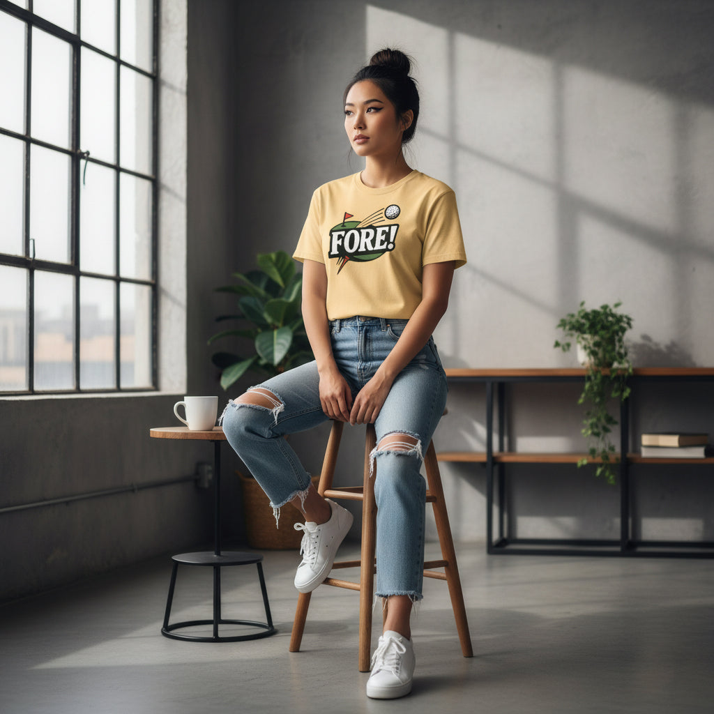 FORE! Golf Player T-Shirt – Retro Graphic, Comfortable Fit