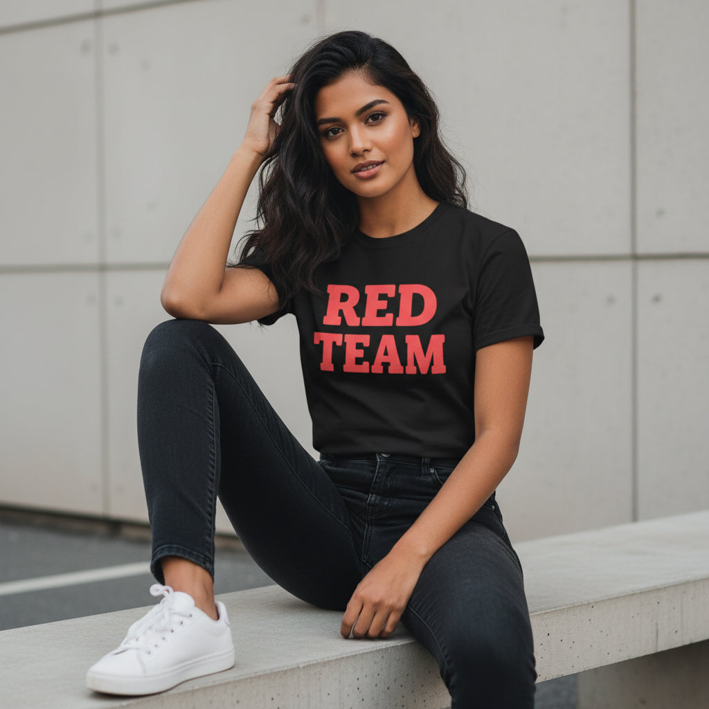 Red Team Statement T-Shirt – Bold Color Graphic Tee, Unisex, Soft Cotton
