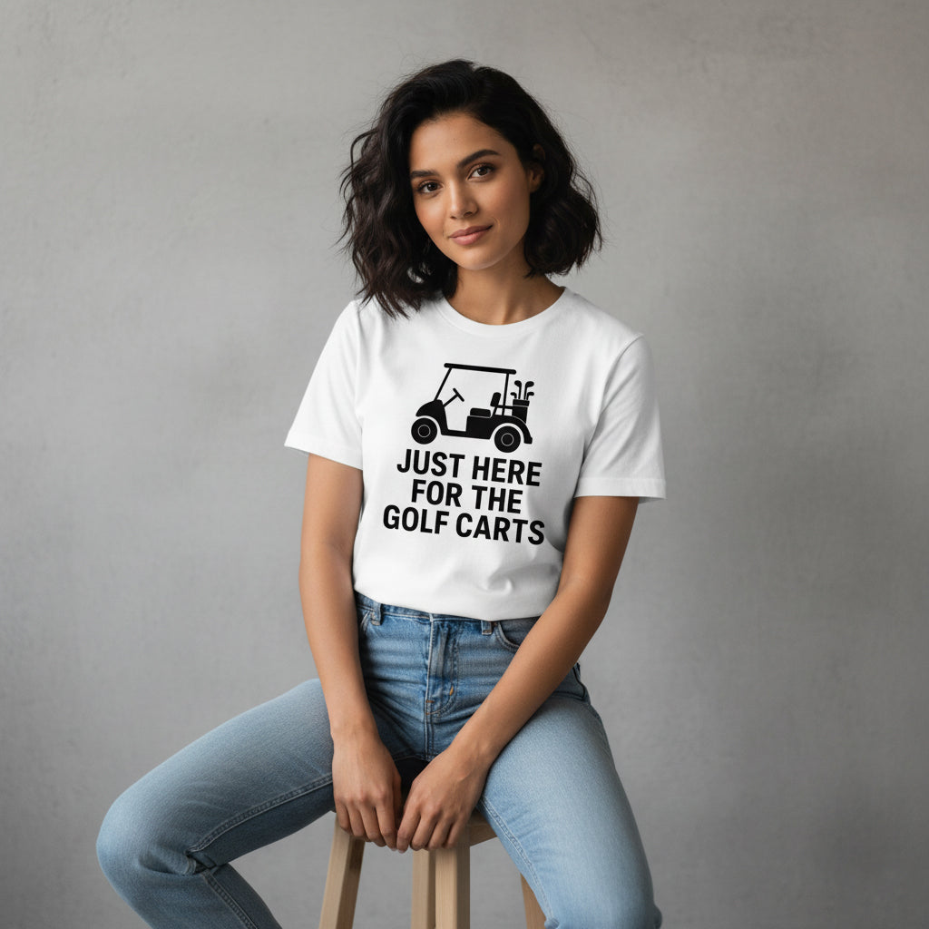 Funny Golf T-Shirt – Just Here For The Golf Carts, Men’s & Women’s, Retro Style
