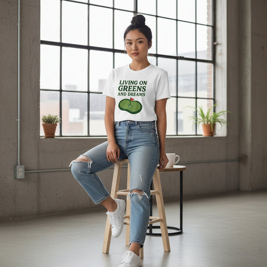 Living on Greens and Dreams Golf T-Shirt – Inspirational Sports Tee, Unisex