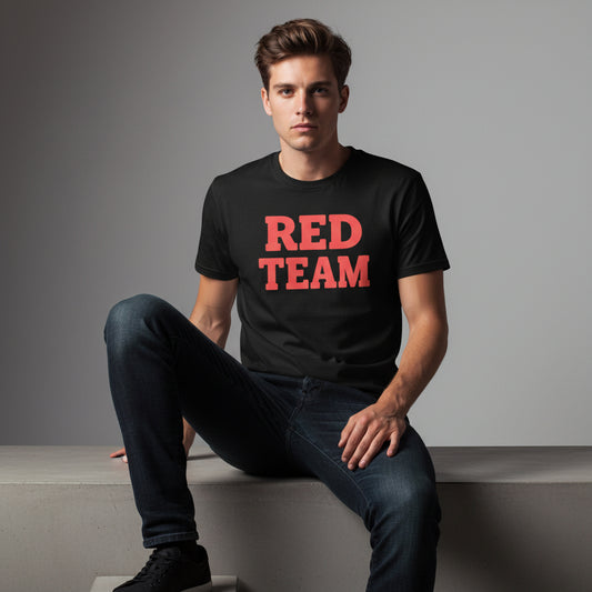 Red Team Statement T-Shirt – Bold Color Graphic Tee, Unisex, Soft Cotton