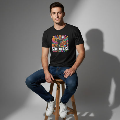 SPIKEADELICS Volleyball Player Tee – Trippy Retro Design, Soft Cotton, Gift