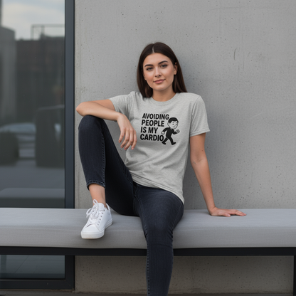 Avoiding People Is My Cardio Funny T-Shirt – Introvert Humor Tee, Unisex, Soft Cotton