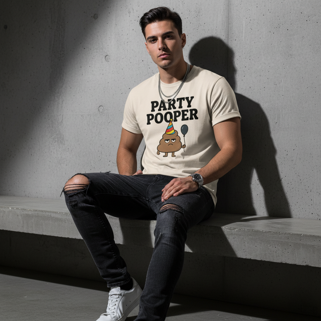 Party Pooper Graphic Tee – Silly Humor Shirt, Unisex, Gift for Friends