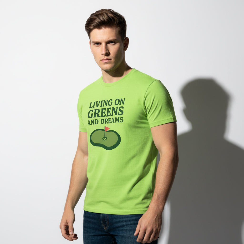 Living on Greens and Dreams Golf T-Shirt – Inspirational Sports Tee, Unisex