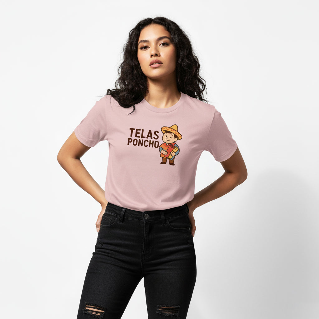 Telas Poncho Graphic T-Shirt – Latin Textile Print, Unisex, Soft Cotton