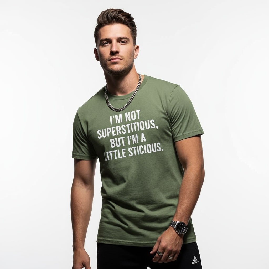 Funny Quote Graphic Tee – I’m Not Superstitious, But I’m A Little Stitious, Men’s & Women’s