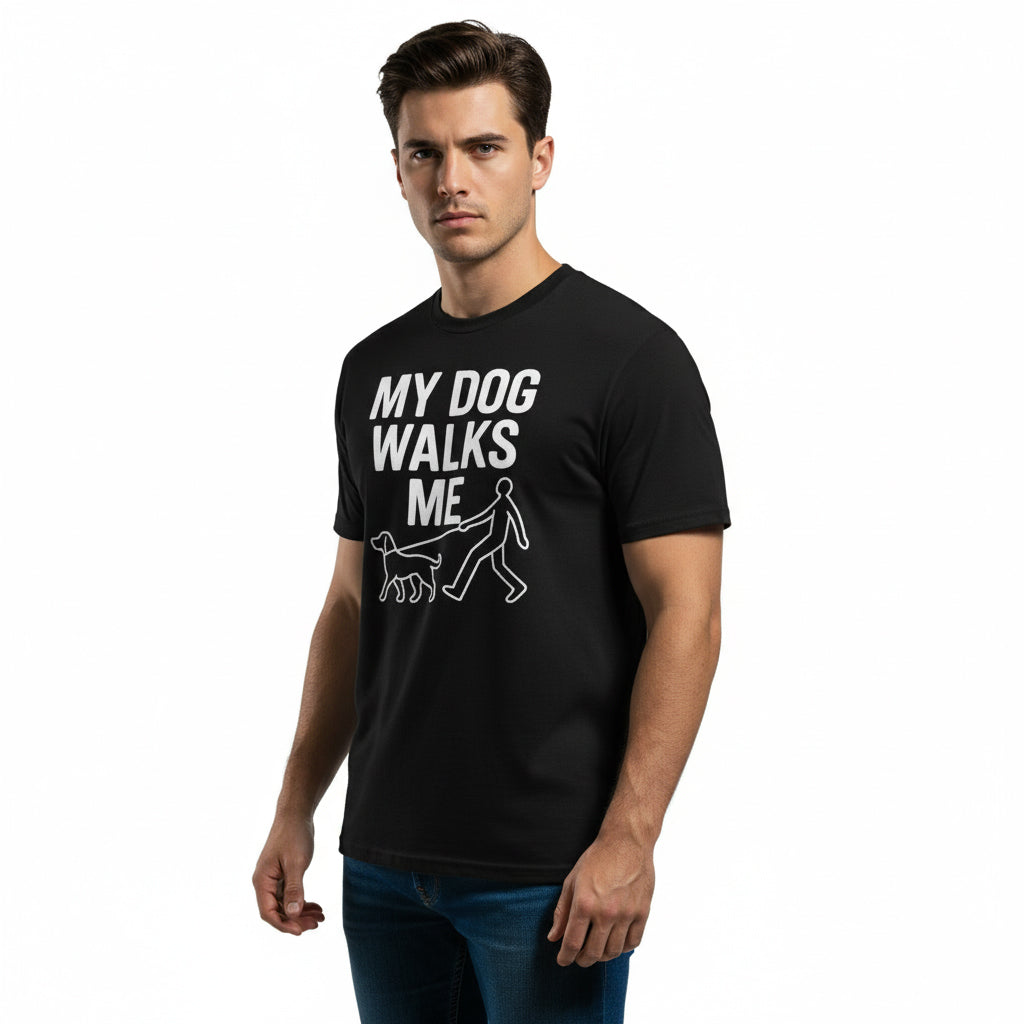 My Dog Walks Me Graphic Shirt – Cute Animal Slogan, Unisex, Gift for Pet Lovers