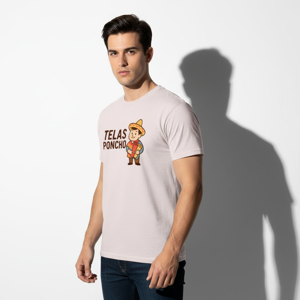 Telas Poncho Graphic T-Shirt – Latin Textile Print, Unisex, Soft Cotton