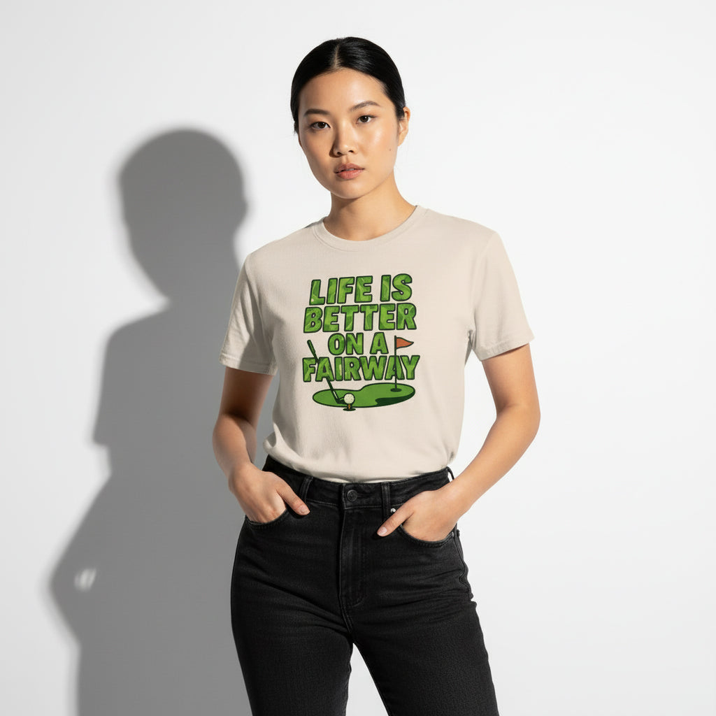 Life Is Better On A Fairway Golf T-Shirt – Unisex, Soft Cotton, Golfer Gift