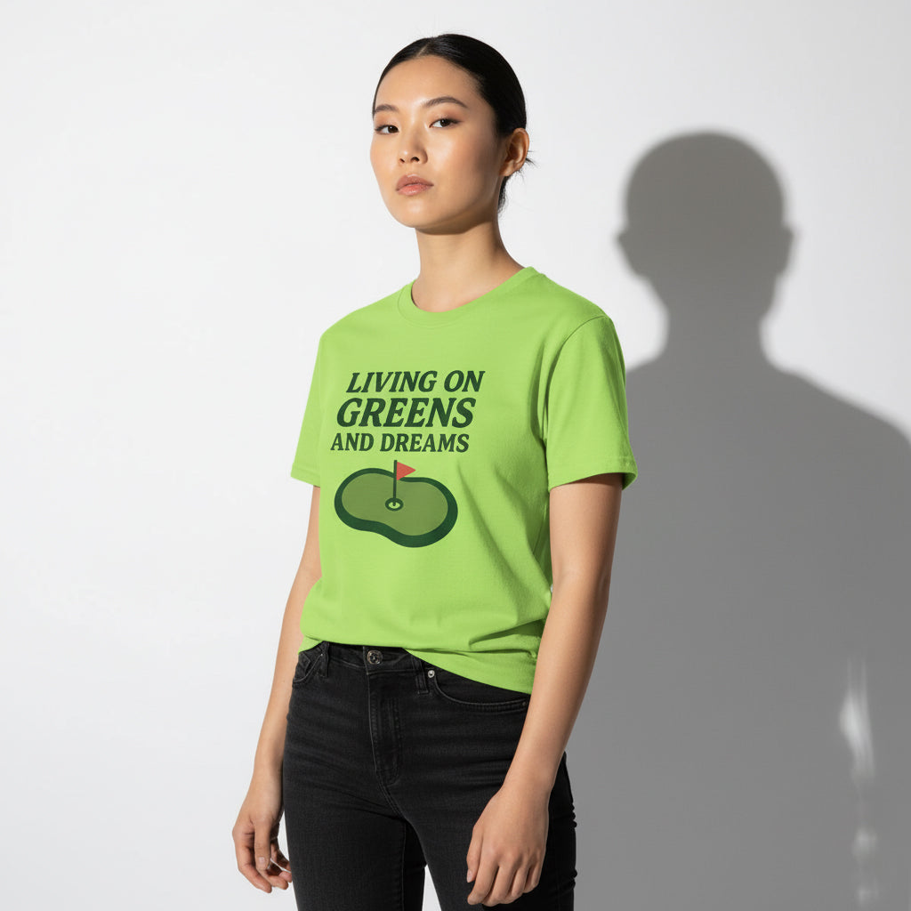 Living on Greens and Dreams Golf T-Shirt – Inspirational Sports Tee, Unisex