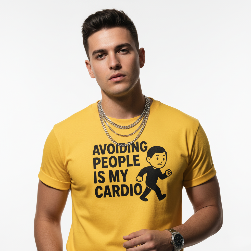 Avoiding People Is My Cardio Funny T-Shirt – Introvert Humor Tee, Unisex, Soft Cotton