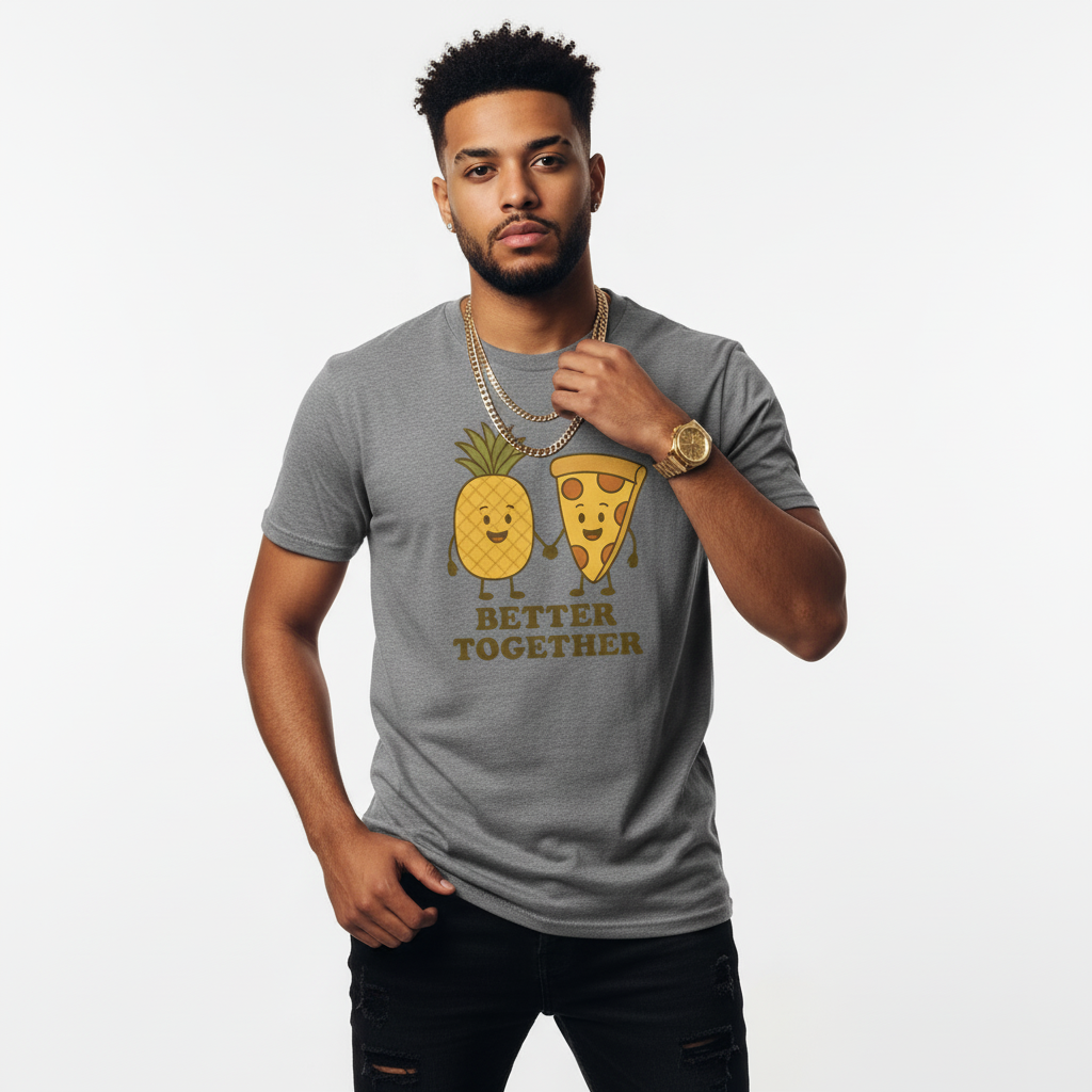 Better Together Pizza Pineapple Tee – Unique Foodie Shirt, Comfortable Fit, Youth & Adult