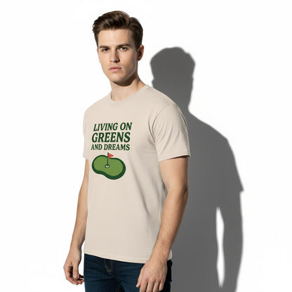 Living on Greens and Dreams Golf T-Shirt – Inspirational Sports Tee, Unisex