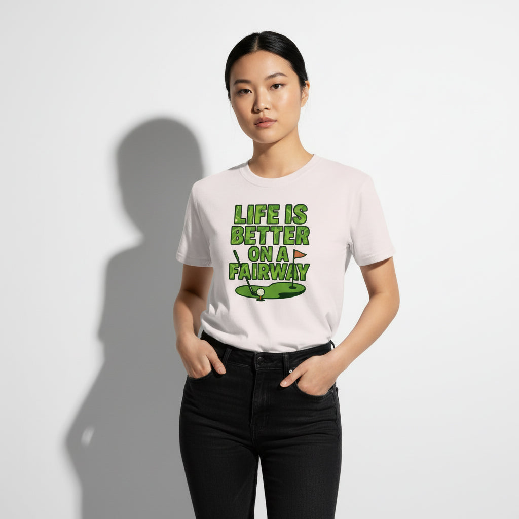 Life Is Better On A Fairway Golf T-Shirt – Unisex, Soft Cotton, Golfer Gift