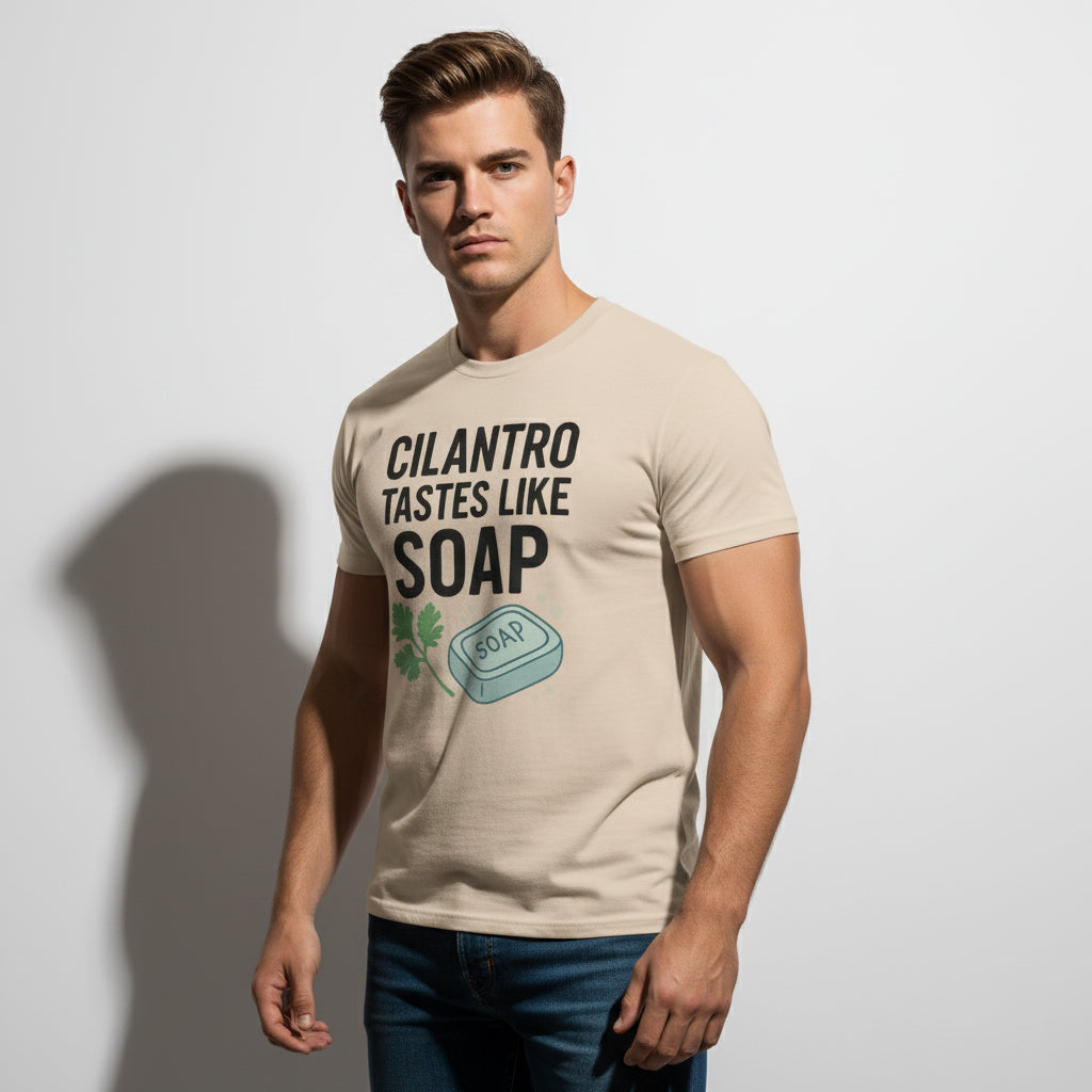 Cilantro Tastes Like Soap Slogan Tee – Taste Bud Controversy Shirt, Retro Humor, Sioux Falls