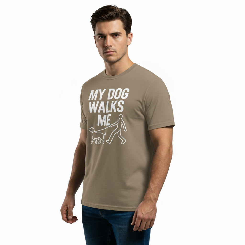 My Dog Walks Me Graphic Shirt – Cute Animal Slogan, Unisex, Gift for Pet Lovers