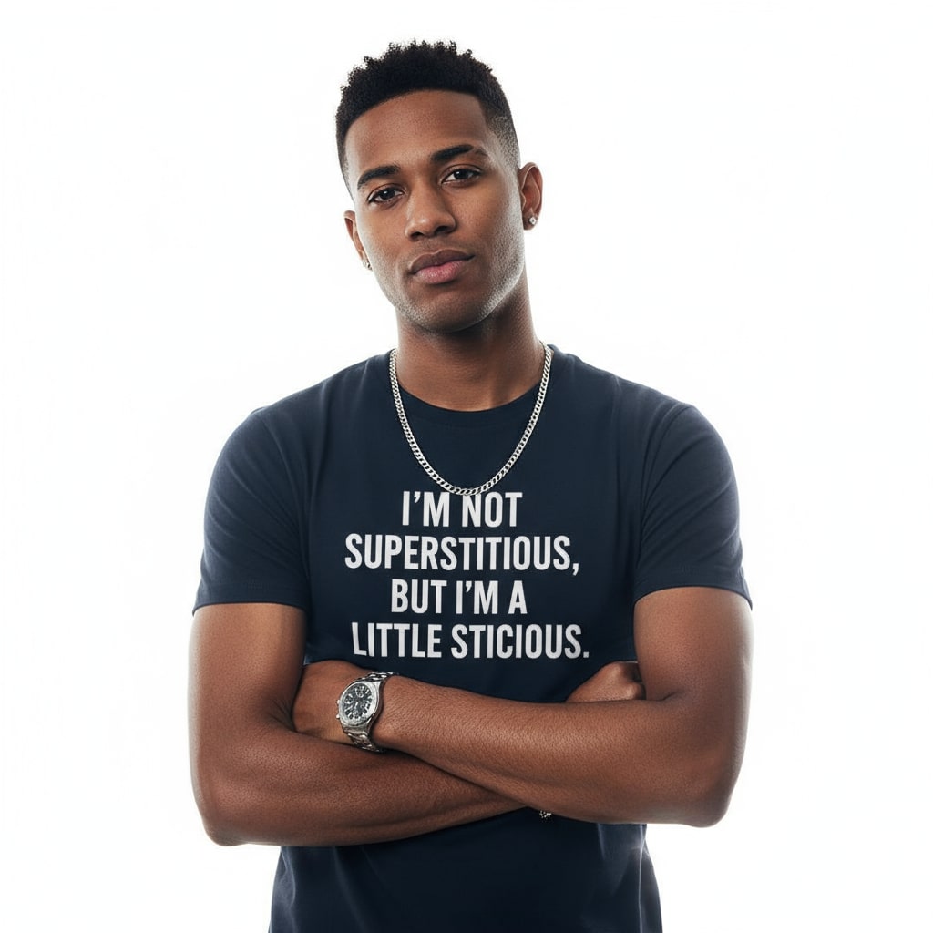 Funny Quote Graphic Tee – I’m Not Superstitious, But I’m A Little Stitious, Men’s & Women’s