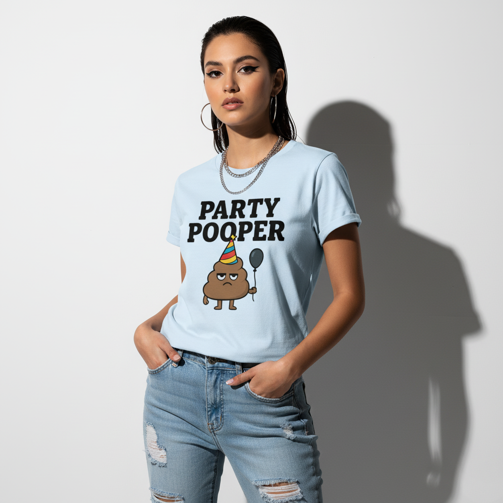 Party Pooper Graphic Tee – Silly Humor Shirt, Unisex, Gift for Friends