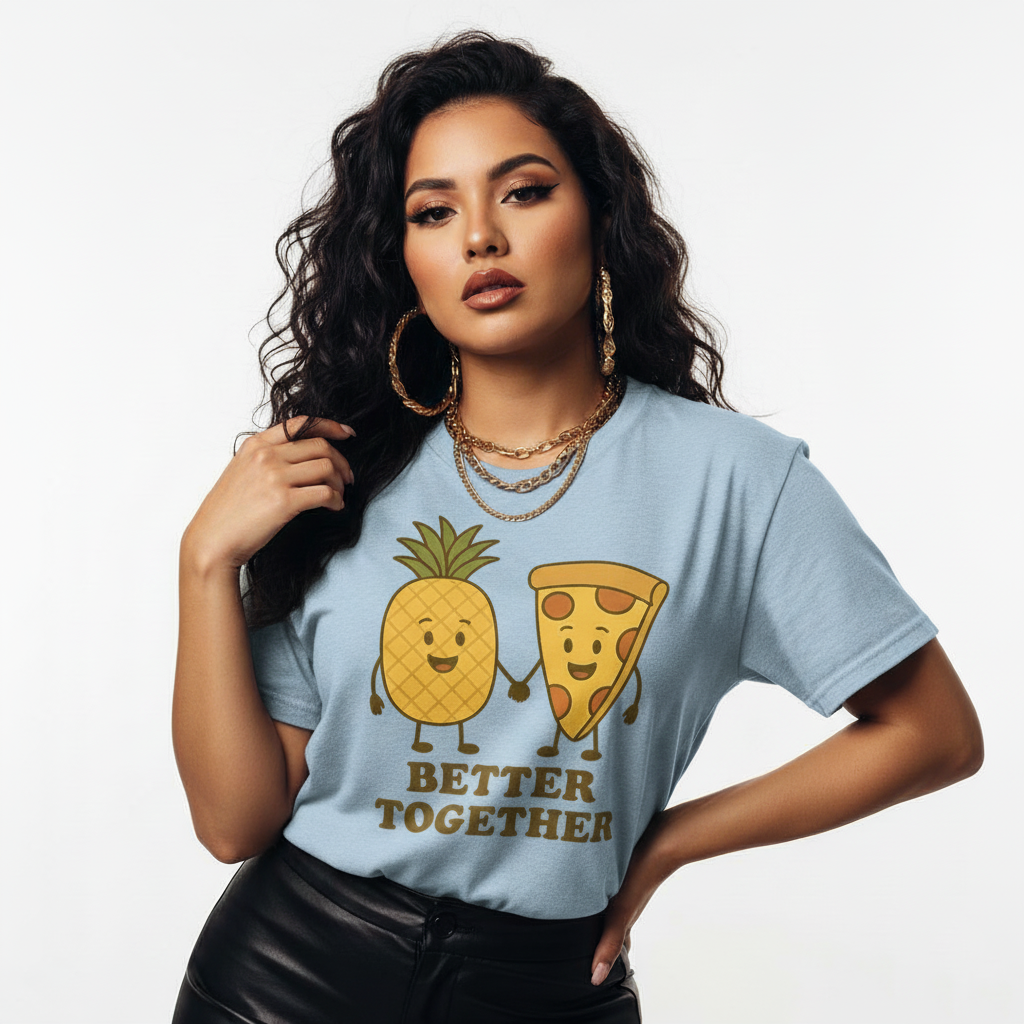 Better Together Pizza Pineapple Tee – Unique Foodie Shirt, Comfortable Fit, Youth & Adult