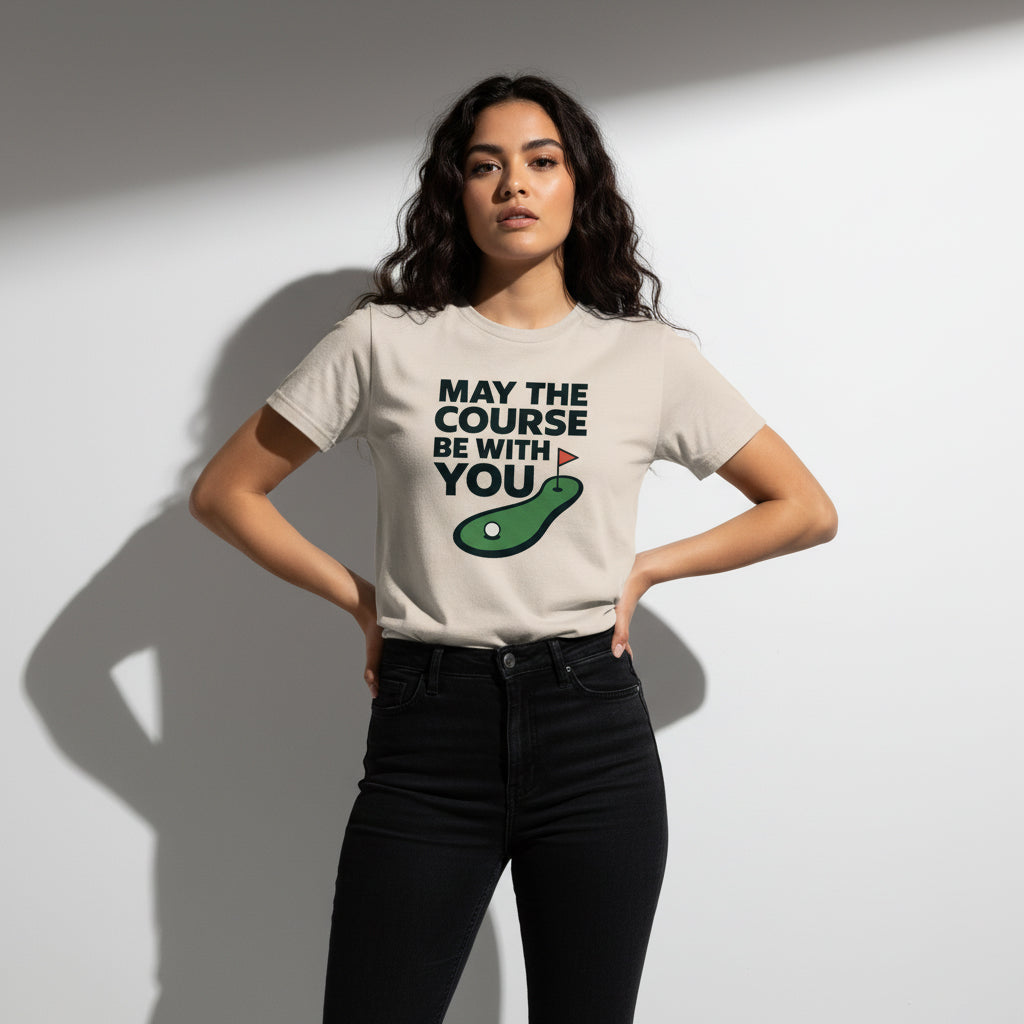 May The Course Be With You Funny Golf T-Shirt – Unisex, Soft Cotton, Golfer Gift