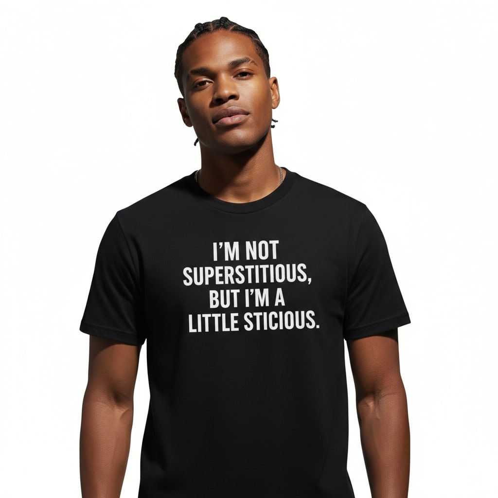 Funny Quote Graphic Tee – I’m Not Superstitious, But I’m A Little Stitious, Men’s & Women’s