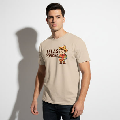 Telas Poncho Graphic T-Shirt – Latin Textile Print, Unisex, Soft Cotton