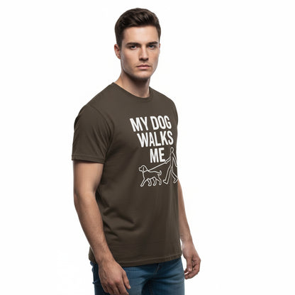 My Dog Walks Me Graphic Shirt – Cute Animal Slogan, Unisex, Gift for Pet Lovers