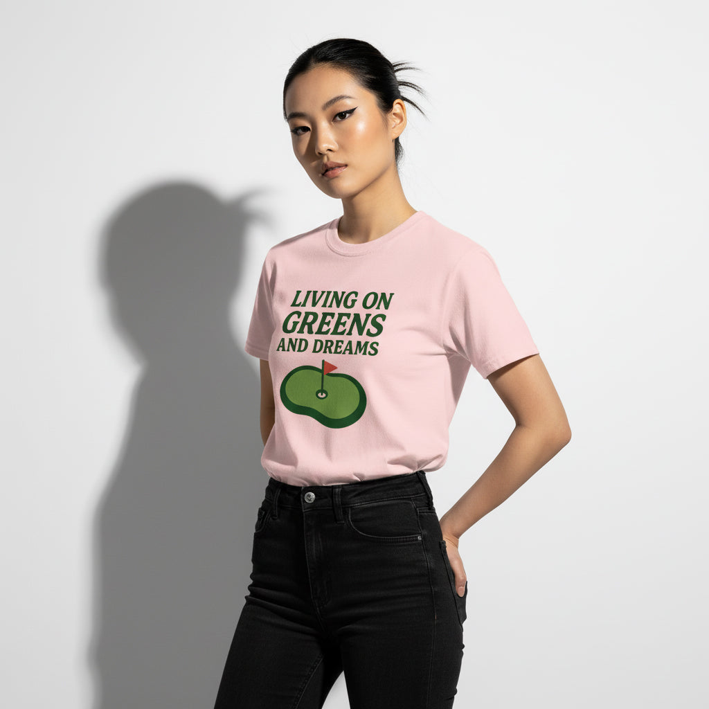 Living on Greens and Dreams Golf T-Shirt – Inspirational Sports Tee, Unisex