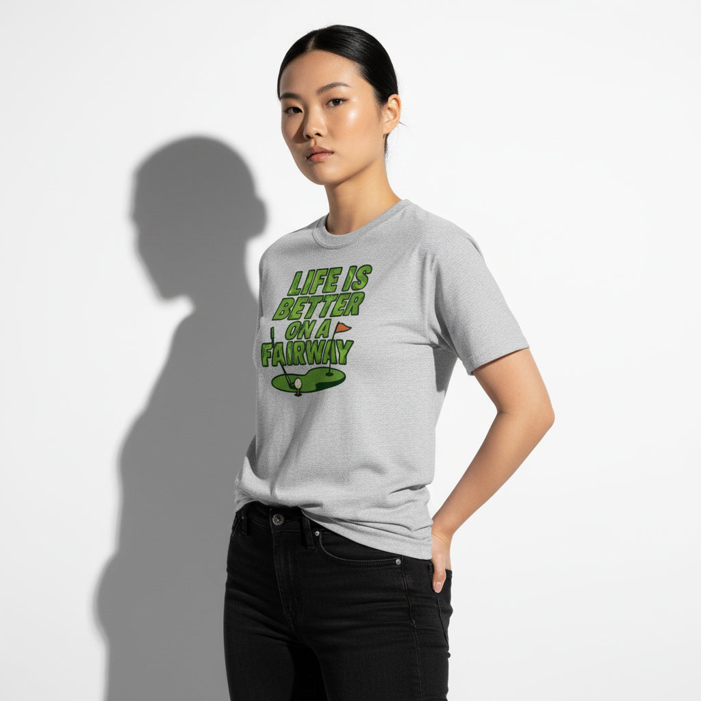 Life Is Better On A Fairway Golf T-Shirt – Unisex, Soft Cotton, Golfer Gift