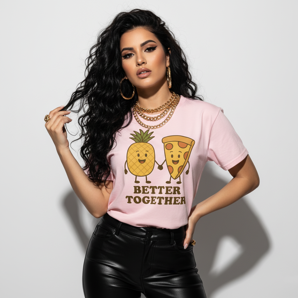 Better Together Pizza Pineapple Tee – Unique Foodie Shirt, Comfortable Fit, Youth & Adult