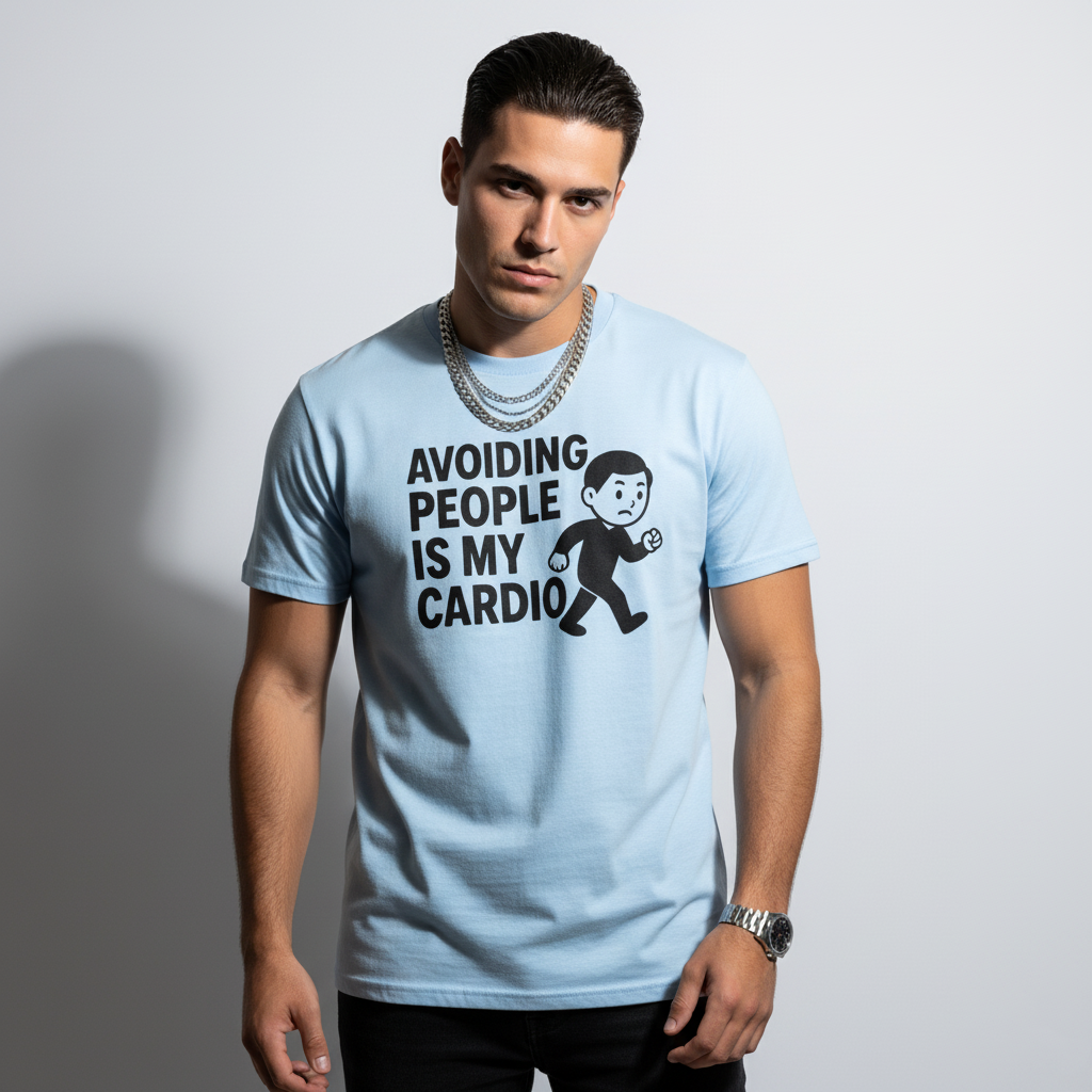 Avoiding People Is My Cardio Funny T-Shirt – Introvert Humor Tee, Unisex, Soft Cotton