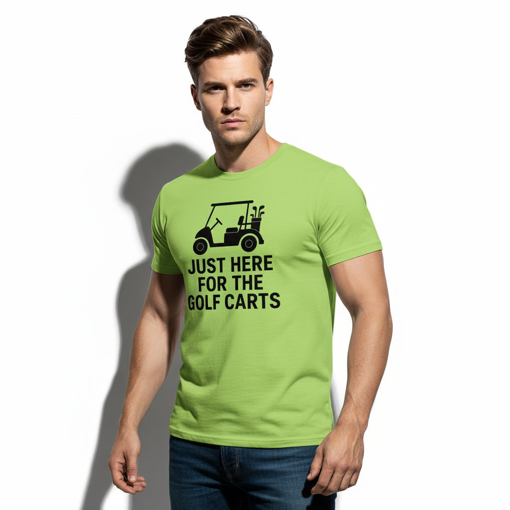 Funny Golf T-Shirt – Just Here For The Golf Carts, Men’s & Women’s, Retro Style