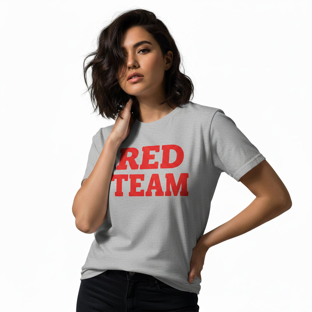 Red Team Statement T-Shirt – Bold Color Graphic Tee, Unisex, Soft Cotton