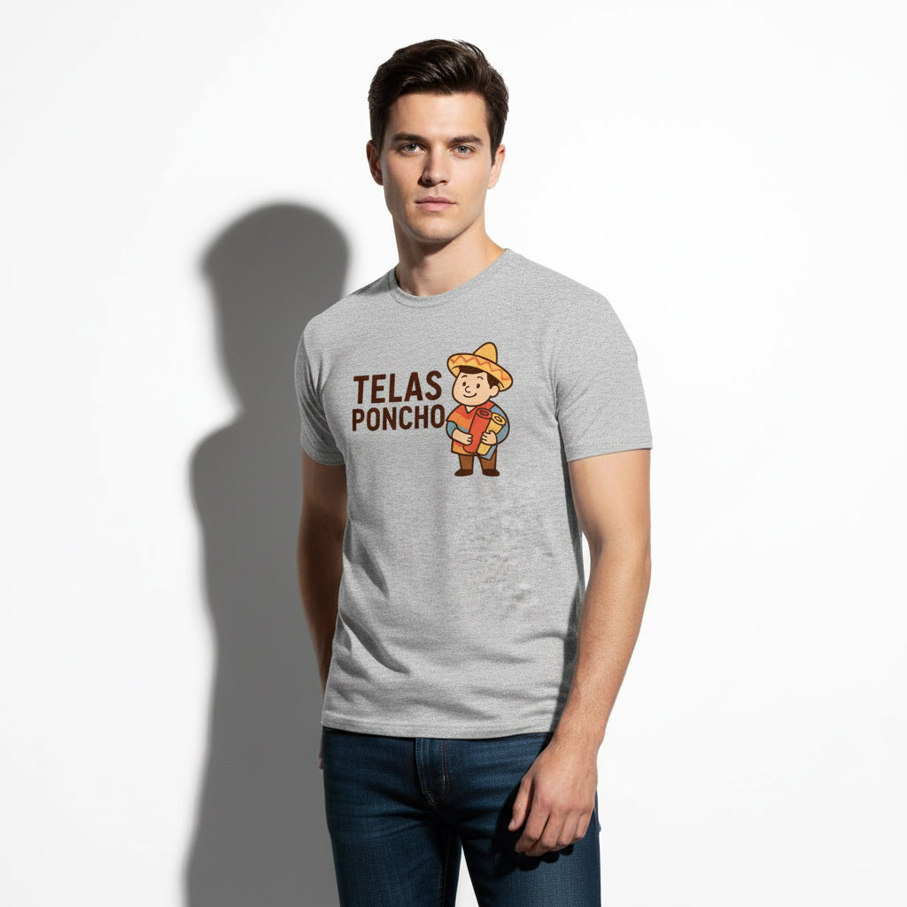 Telas Poncho Graphic T-Shirt – Latin Textile Print, Unisex, Soft Cotton