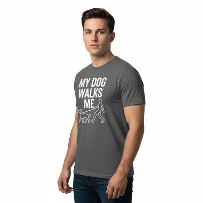 My Dog Walks Me Graphic Shirt – Cute Animal Slogan, Unisex, Gift for Pet Lovers