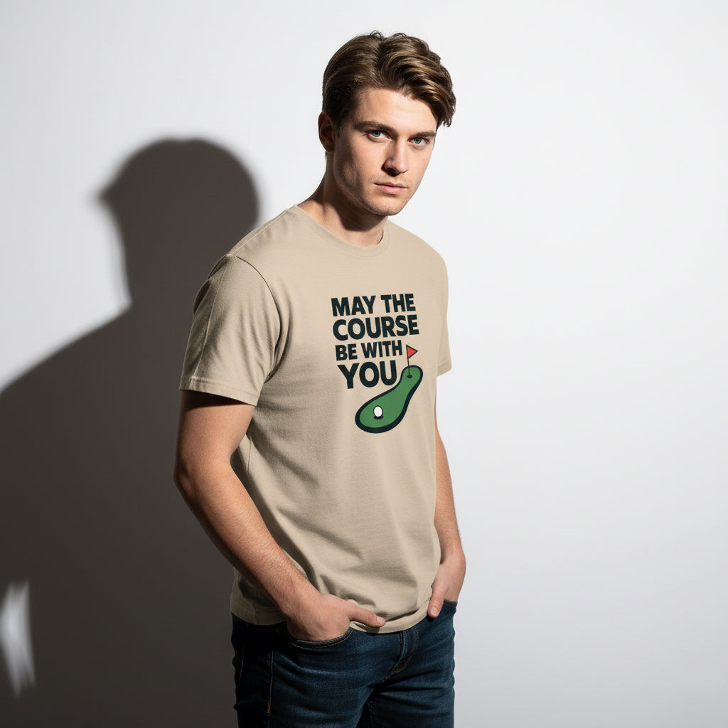 May The Course Be With You Funny Golf T-Shirt – Unisex, Soft Cotton, Golfer Gift