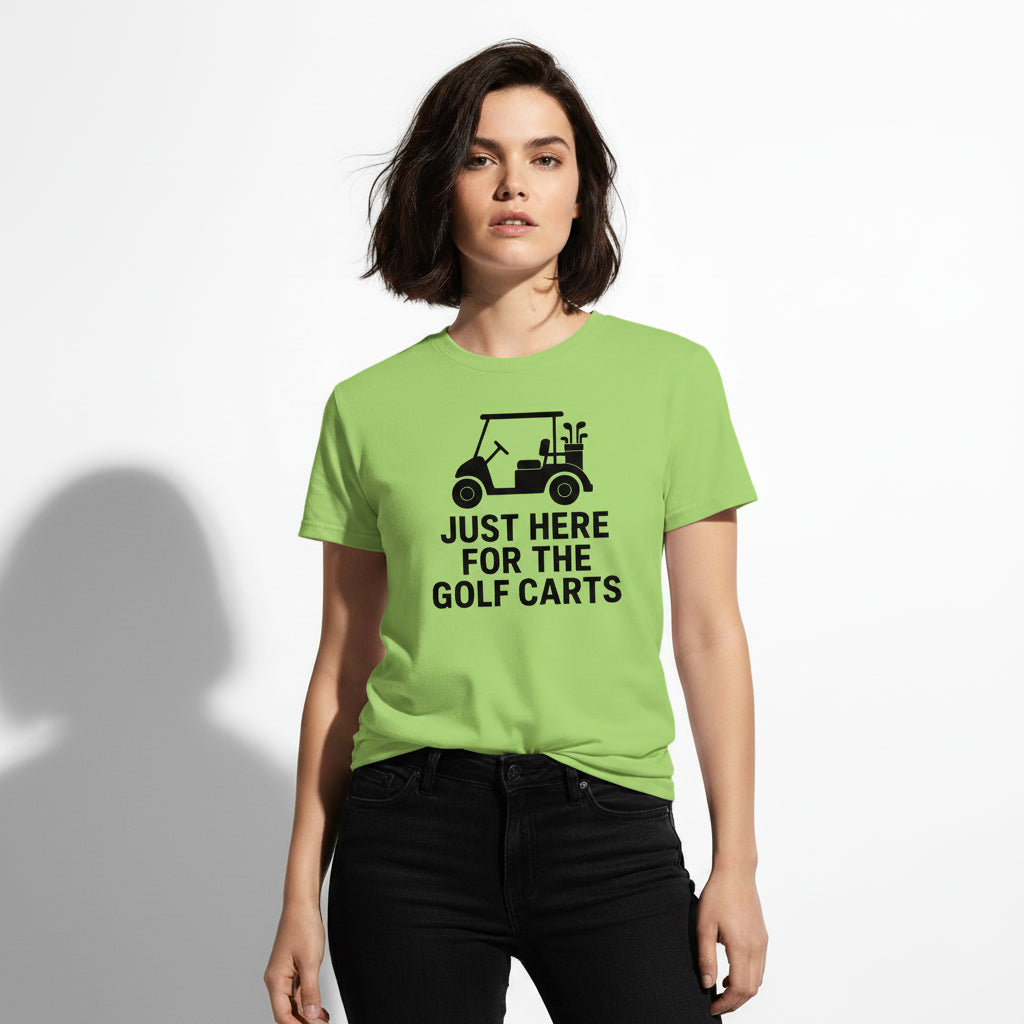 Funny Golf T-Shirt – Just Here For The Golf Carts, Men’s & Women’s, Retro Style