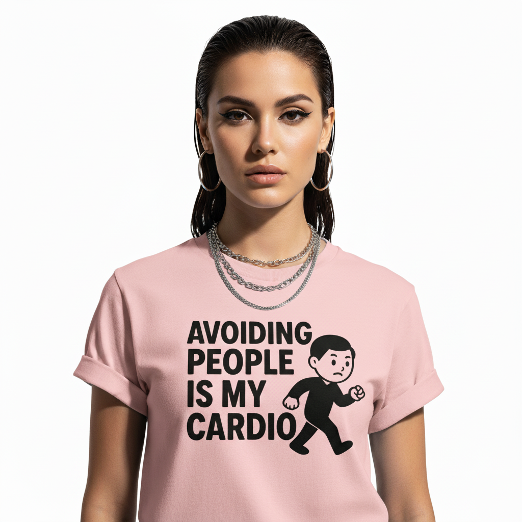 Avoiding People Is My Cardio Funny T-Shirt – Introvert Humor Tee, Unisex, Soft Cotton
